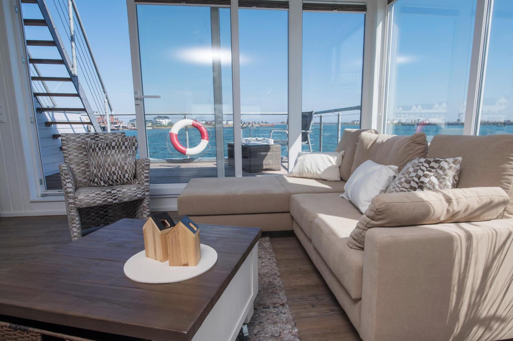 Schwimmendes Ferienhaus Antares One rundum Wasserblick Sauna Sonnendeck by Seeblick Ferien Olpenitz Exterior foto